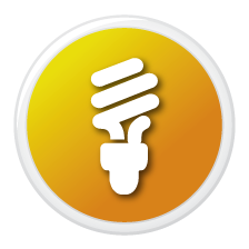 Icon of a light bulb over an orange background