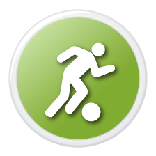 Icon of a person kicking a ball over a green background