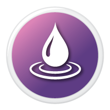 Icon of a water droplet on top of a purple background